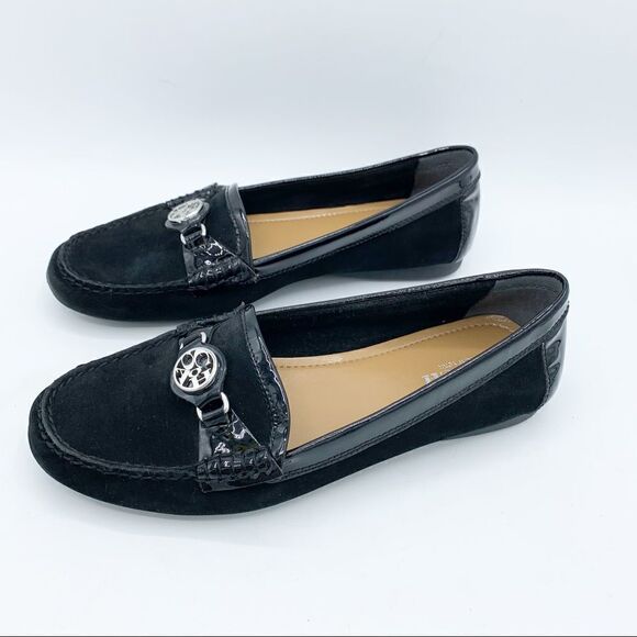 Coach Black Fonda Black Suede and Patent Leather Loafers Flats Driving Moc 6.5 - Picture 16 of 16